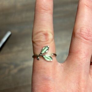 "June" Plant Bud Botanical Silver Minimalist Boho Hippie Adjustable Dainty Ring